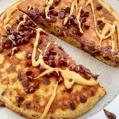Recipe 'Giant Flourless Chocolate Chip Banana Pancake'