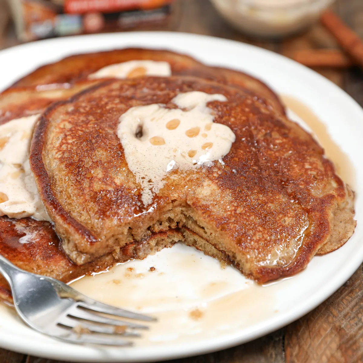 Pumpkin Pancakes with Honey Cinnamon Butter