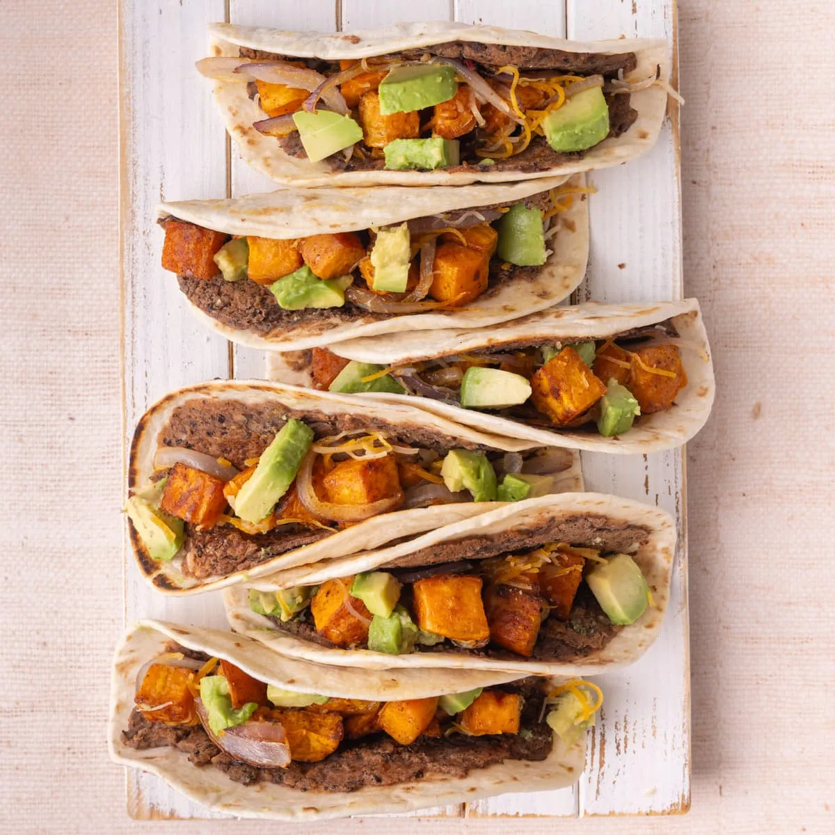 Smashed Black Bean Sweet Potato Tacos