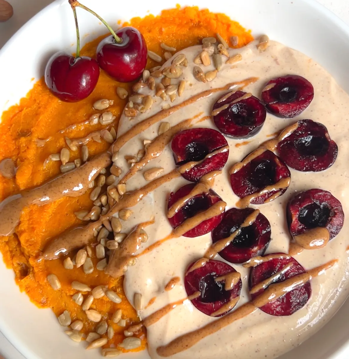Sweet Potato Yogurt Bowls with Cherries (Luteal‑Phase Supporting Breakfast)