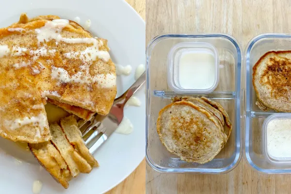 Snickerdoodle Pancakes and Cream Cheese Drizzle