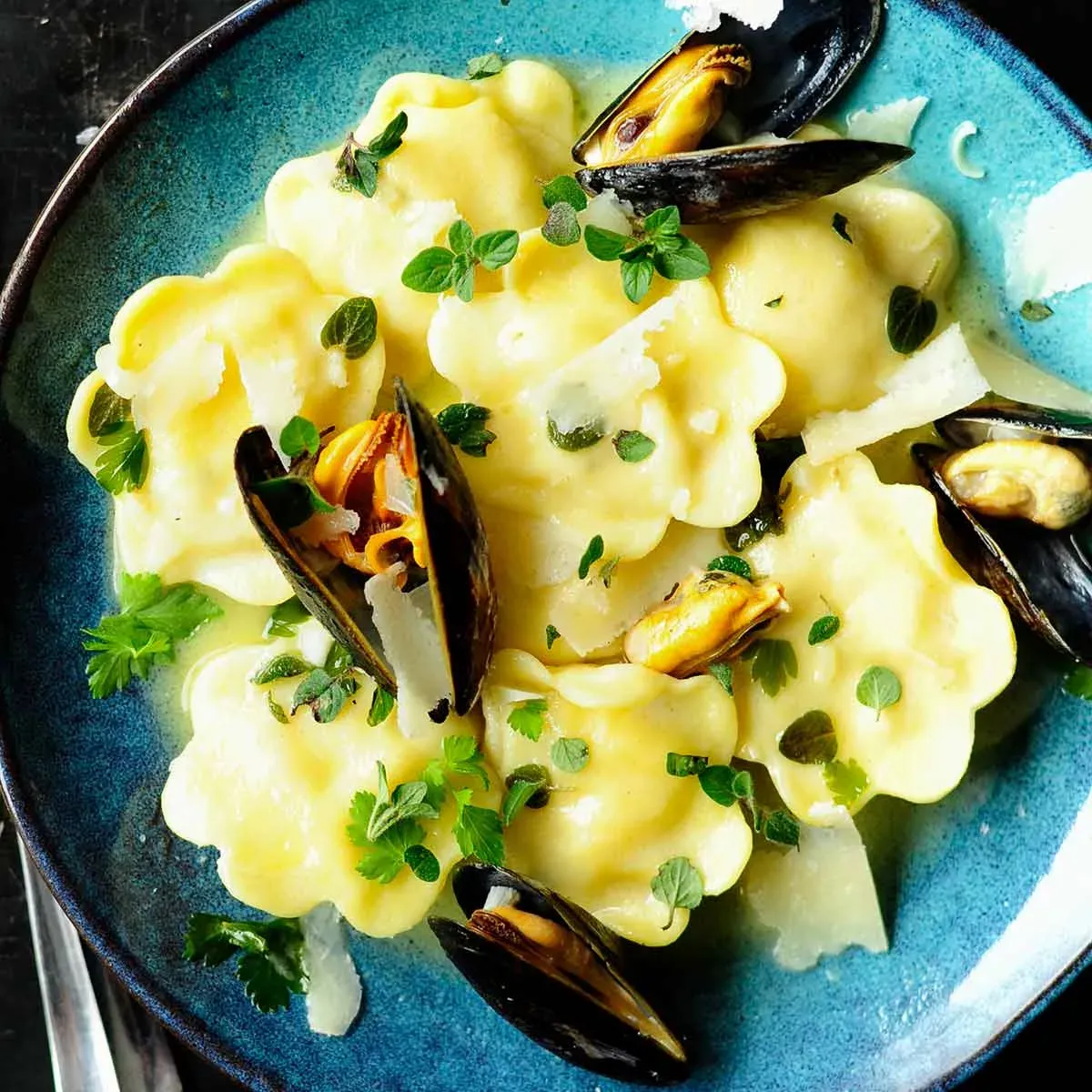 Seafood Ravioli with Garlic Butter Sauce