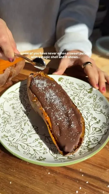 Roasted Sweet Potato with Chocolate Magic Shell