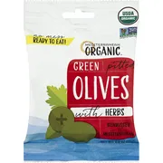 Mediterranean Organic Olives, Green Pitted, with Herbs