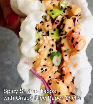 Recipe 'SPICY SHRIMP TACOS WITH CRISPY RICE PAPER SHELLS!'