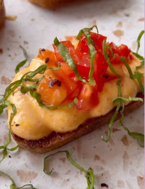 Whipped Ricotta with Calabrian Chile, Tomato, Basil