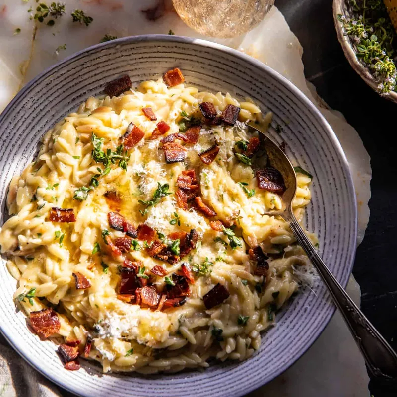 Lemon Butter Orzo Carbonara
