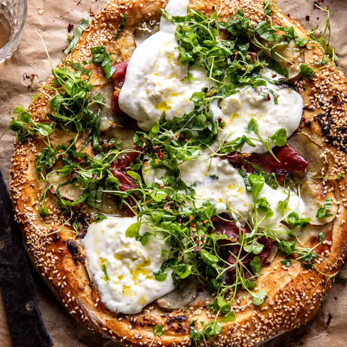 Pesto Potato Prosciutto Pizza