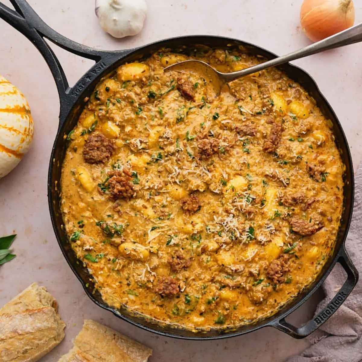 Creamy Butternut Squash Gnocchi with Italian Sausage