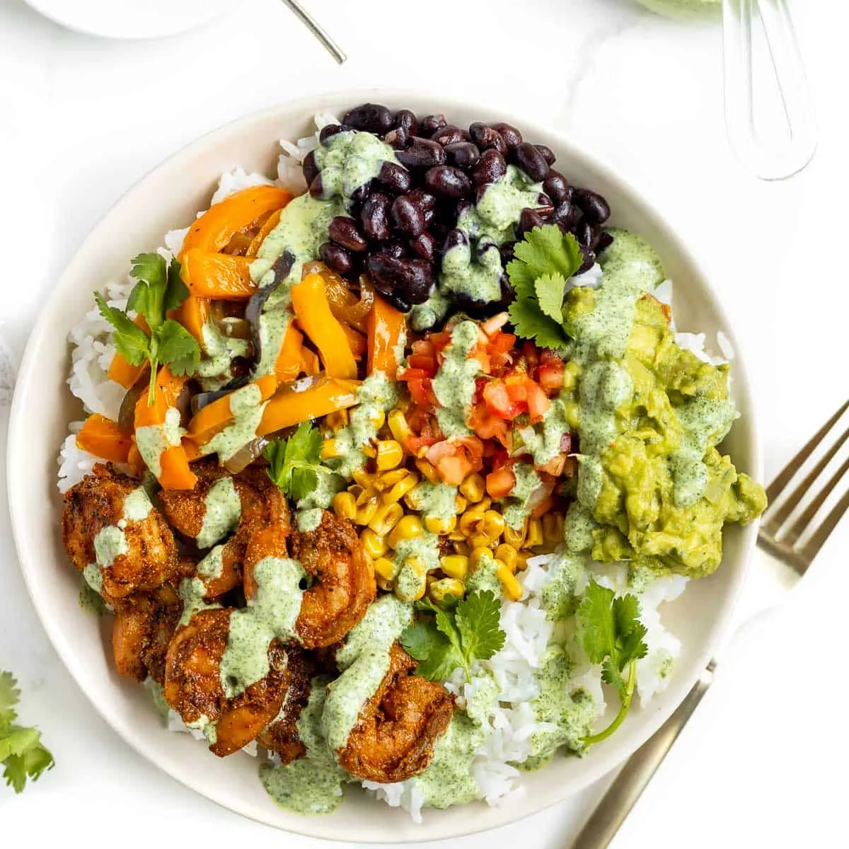 Blackened Shrimp Bowls with Cilantro Lime Dressing