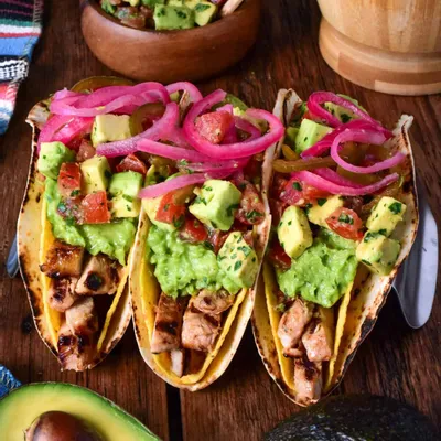 Recipe 'Citrus-Marinated Grilled Pork (Poc Chuc) Double Decker Tacos'