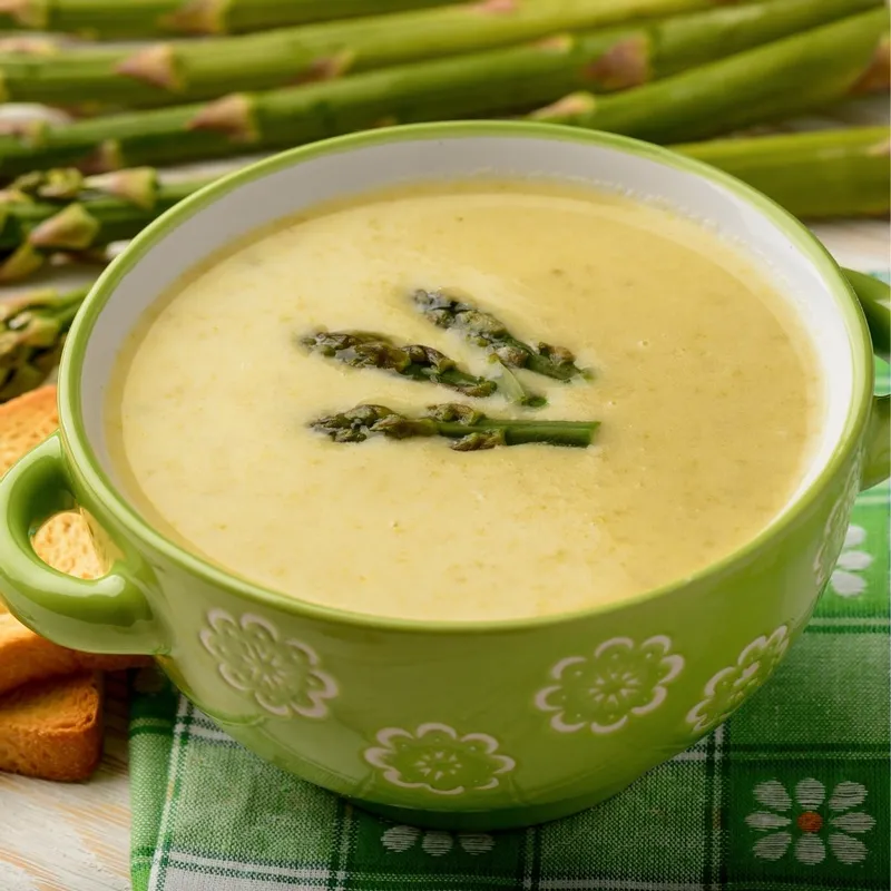 Asparagus Leek Soup with Parmesan Cheese