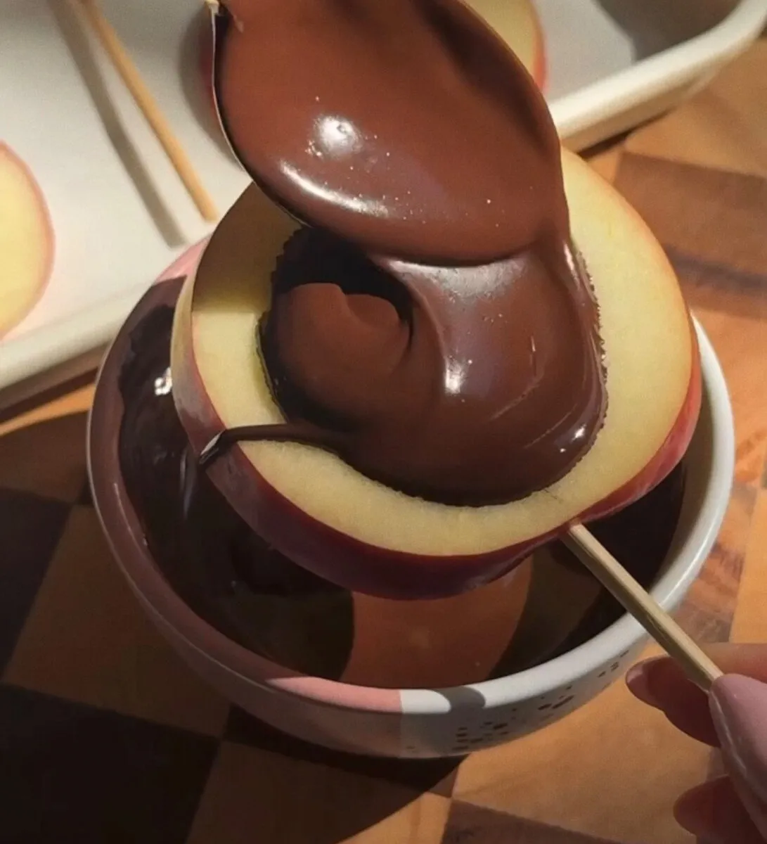 Chocolate covered apple slices