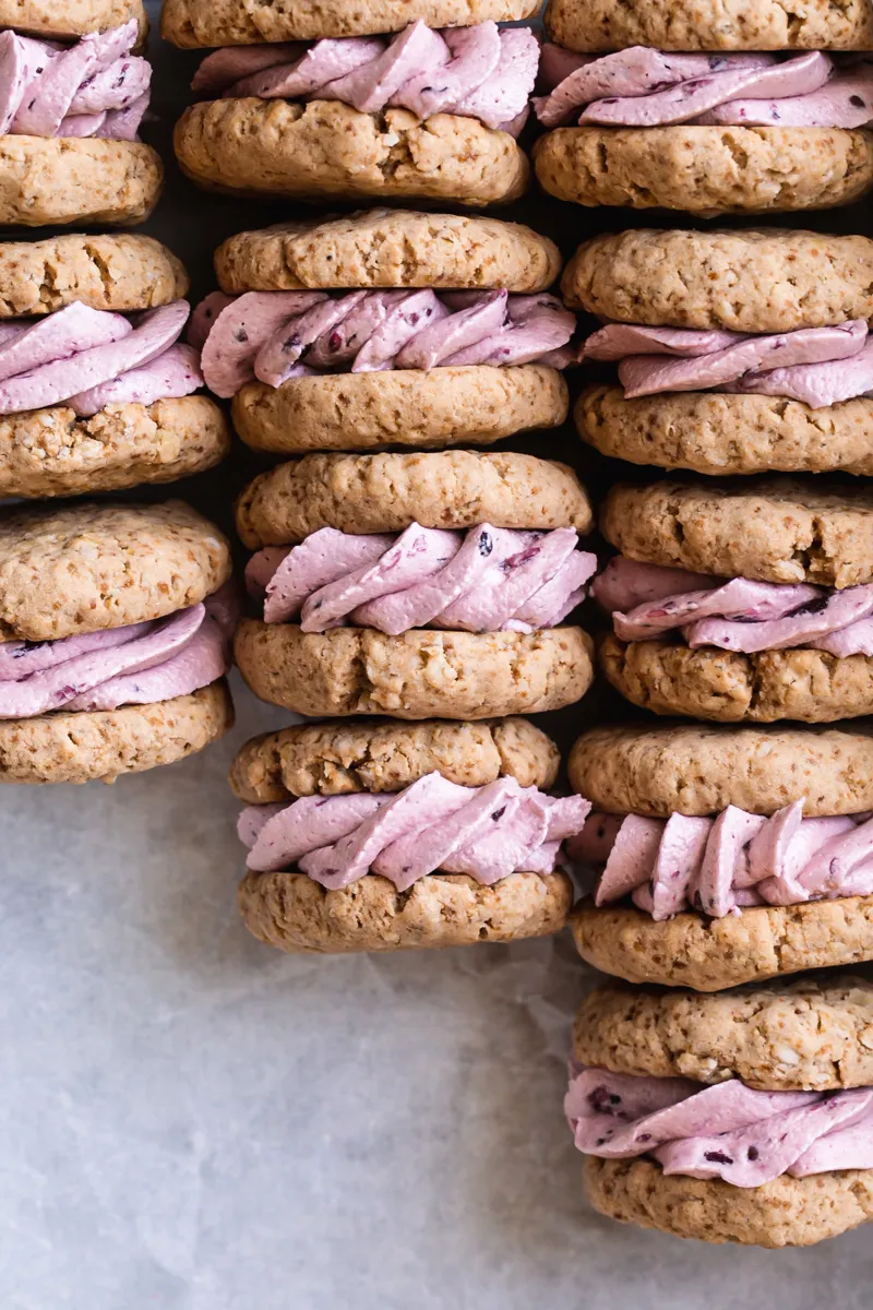 Blackberry Cream Oatmeal Sandwich Cookies