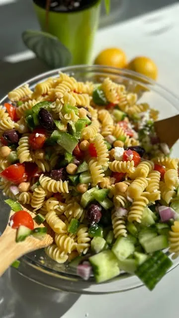 Greek Chickpea Pasta Salad