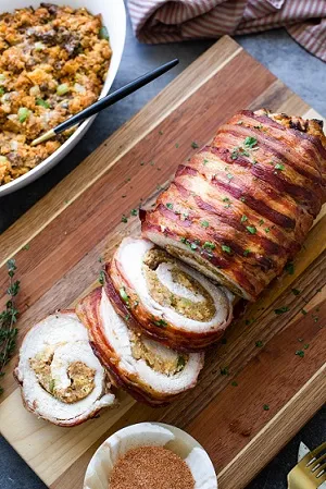 Bacon Wrapped Stuffed Pork Loin
