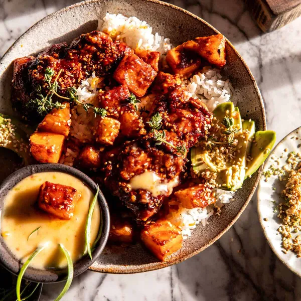 Chipotle Pineapple Chicken with Bang Bang Sauce