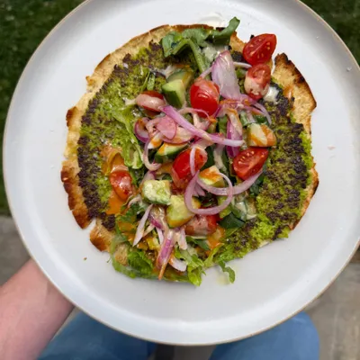 Recipe 'Smashed Edamame Falafel Pitas'
