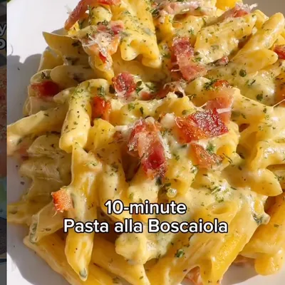 Recipe 'Pasta alla Boscaiola (One-Pan Creamy Bacon Parmesan Pasta)'