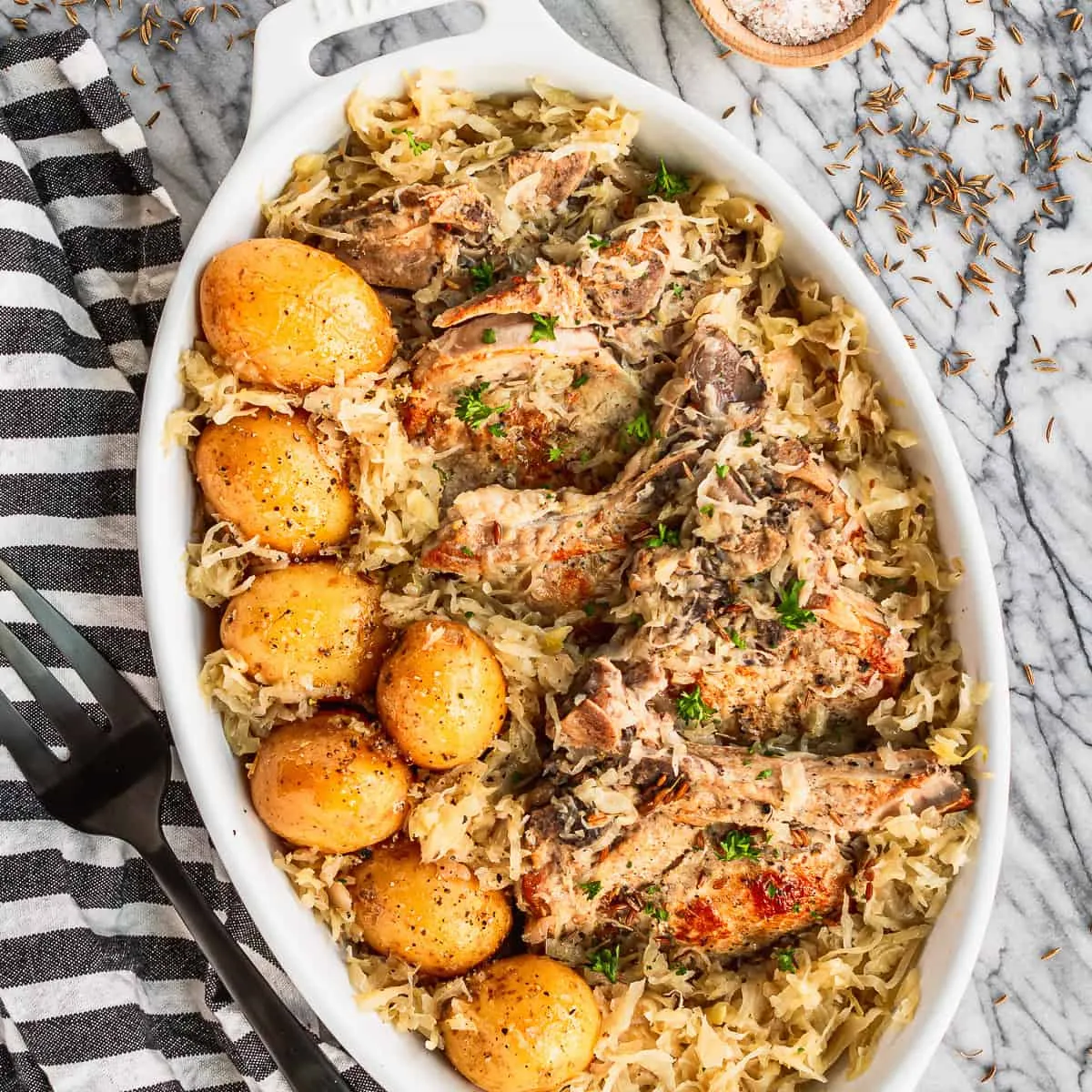Slow Cooker Pork Chops and Sauerkraut