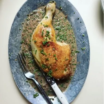 Recipe 'Crispy Chicken Au Poivre with Miso and Creme Fraiche'