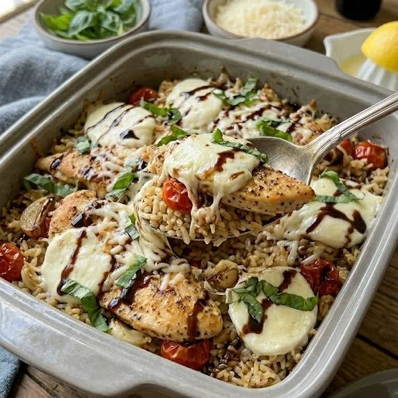 Chicken Caprese and Rice