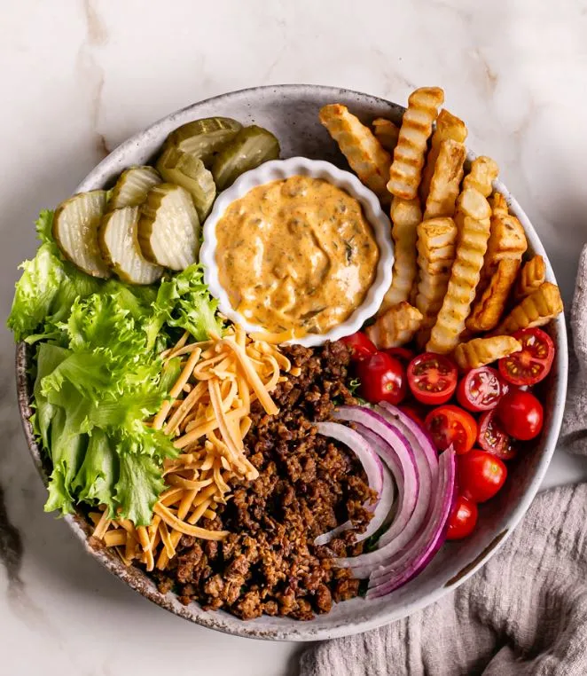 Vegan Cheeseburger Salad Bowls