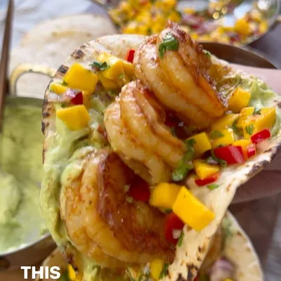 Recipe 'Chipotle Shrimp Tacos with Avocado Crema and Mango Salsa'
