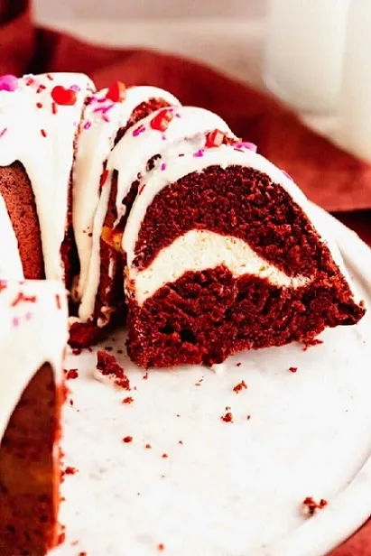 Red Velvet Bundt Cake with Cream Cheese Swirl