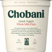 Chobani Whole Milk Plain Greek Yogurt