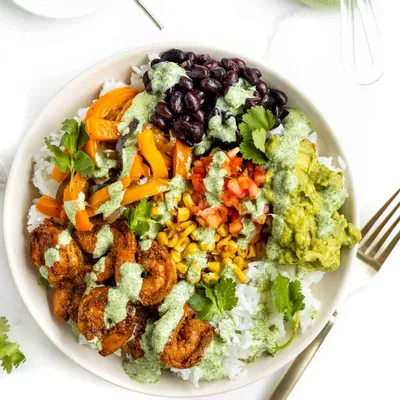 Recipe 'Blackened Shrimp Bowls with Cilantro Lime Dressing'