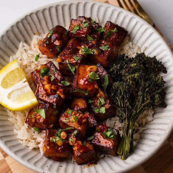 Harissa Honey Tofu with Broccolini