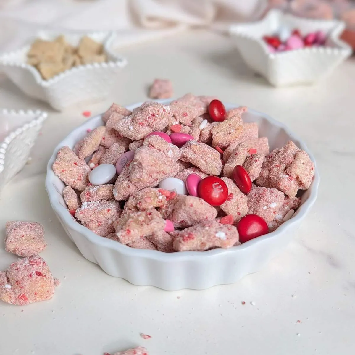 Healthy Pink Muddy Buddies for Valentine’s Day (High Protein, No Dye)