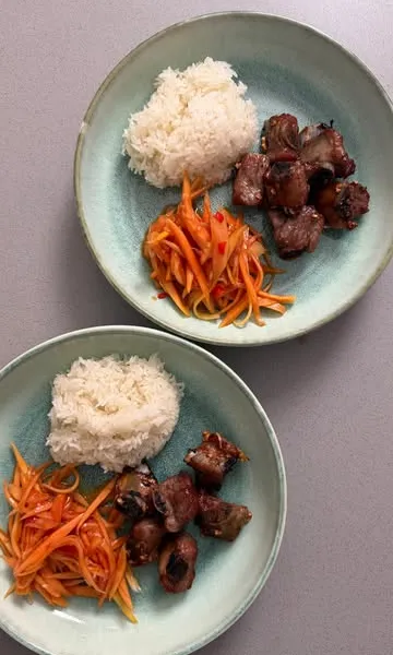 Garlic Riblets with Papaya Salad