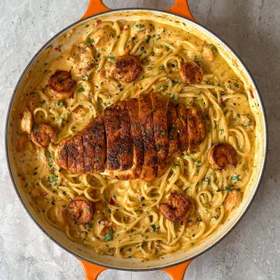 Recipe 'The Best Alfredo pasta with chicken and shrimp'