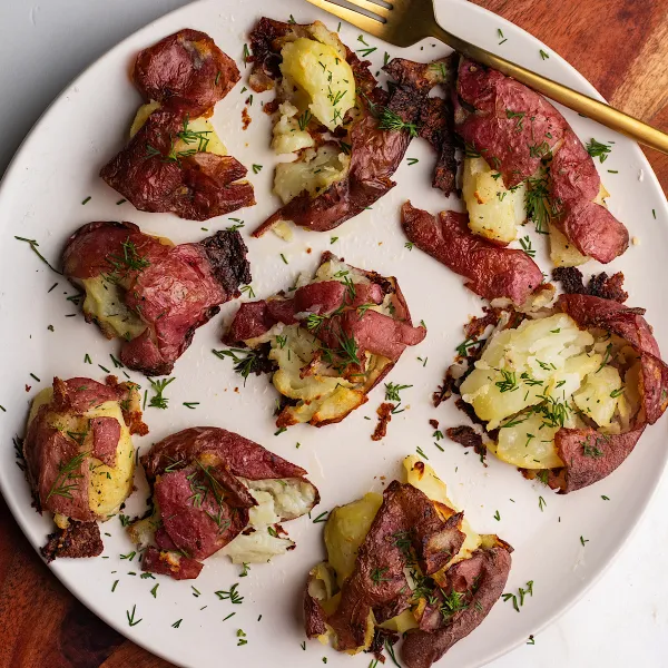 Dill Pickle Smashed Potatoes
