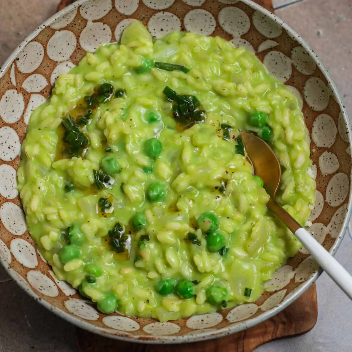 Pea Risotto with Chive Brown Butter