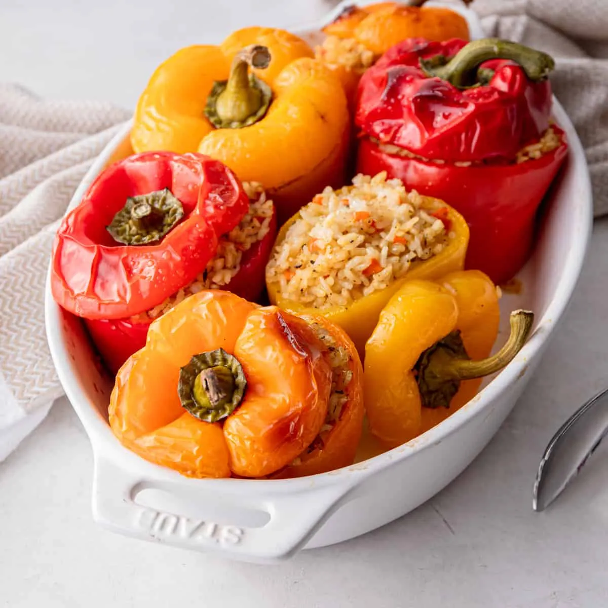 Vegetable and Rice Stuffed Peppers Recipe {vegan, gluten-free}