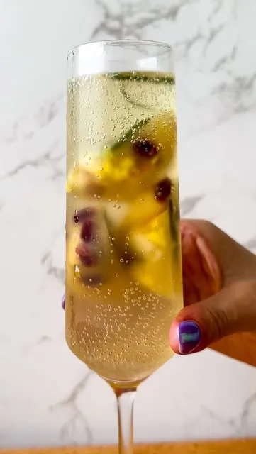 Holiday-themed Pear & Ginger Champagne Ice Cubes