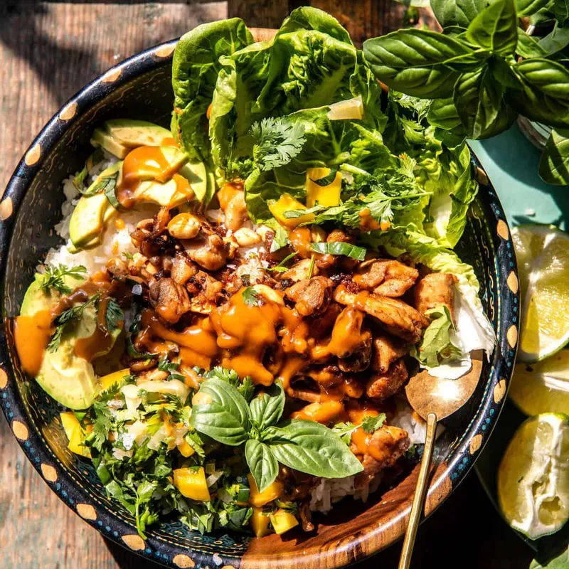 30 Minute Ginger Peanut Chicken Bowls