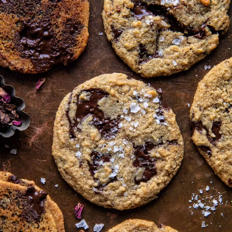 Salted Tahini Butter Chocolate Chip Cookies