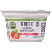 Open Nature Yogurt, Greek, Nonfat, Strawberry Flavored, Strained