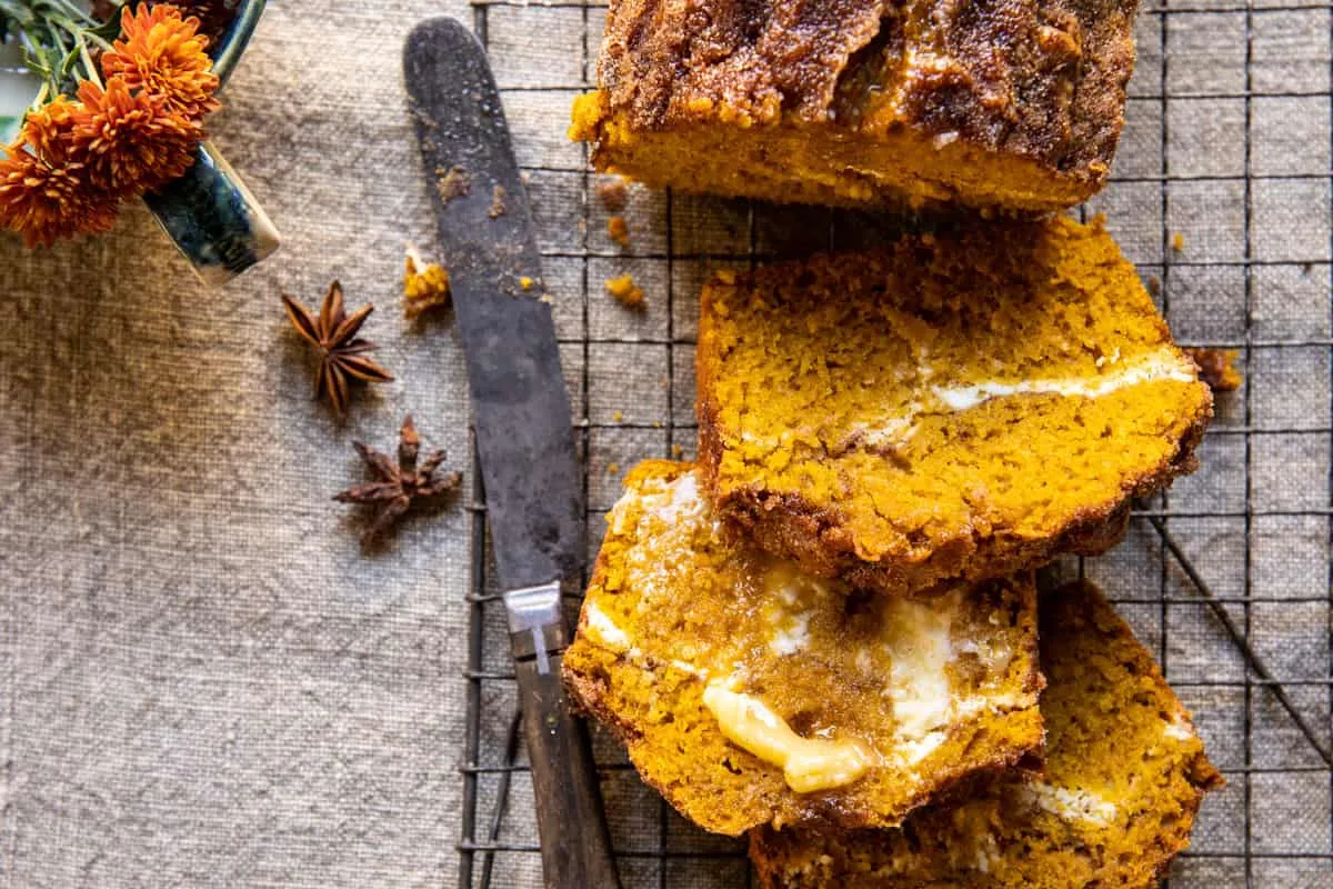 Cream Cheese Swirled Cinnamon Pumpkin Butter Bread