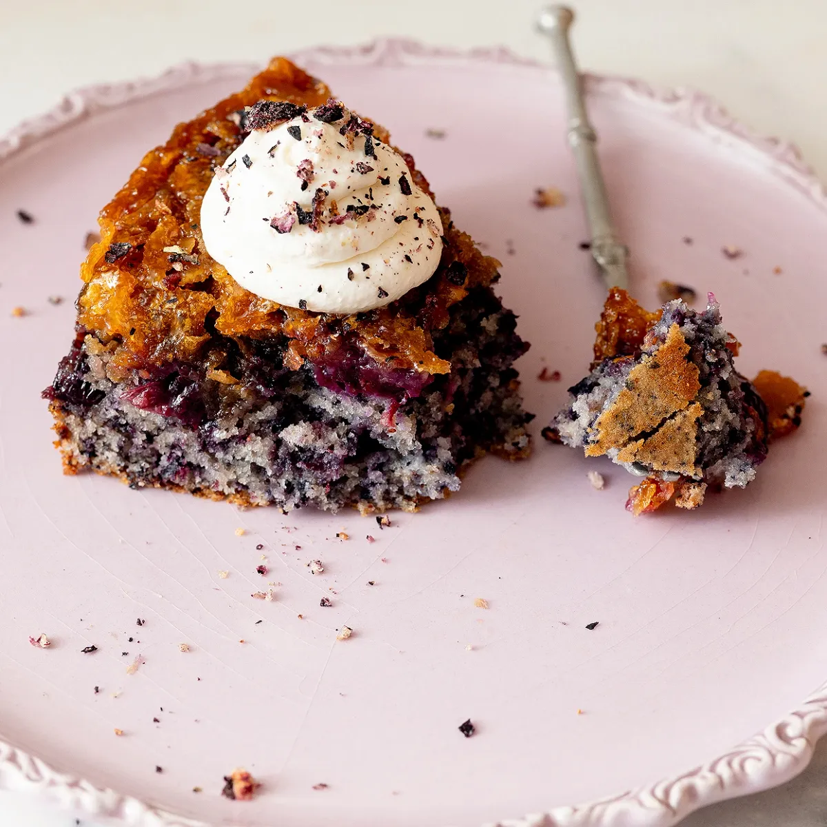Double Blueberry Cornflake Upside-Down Cake