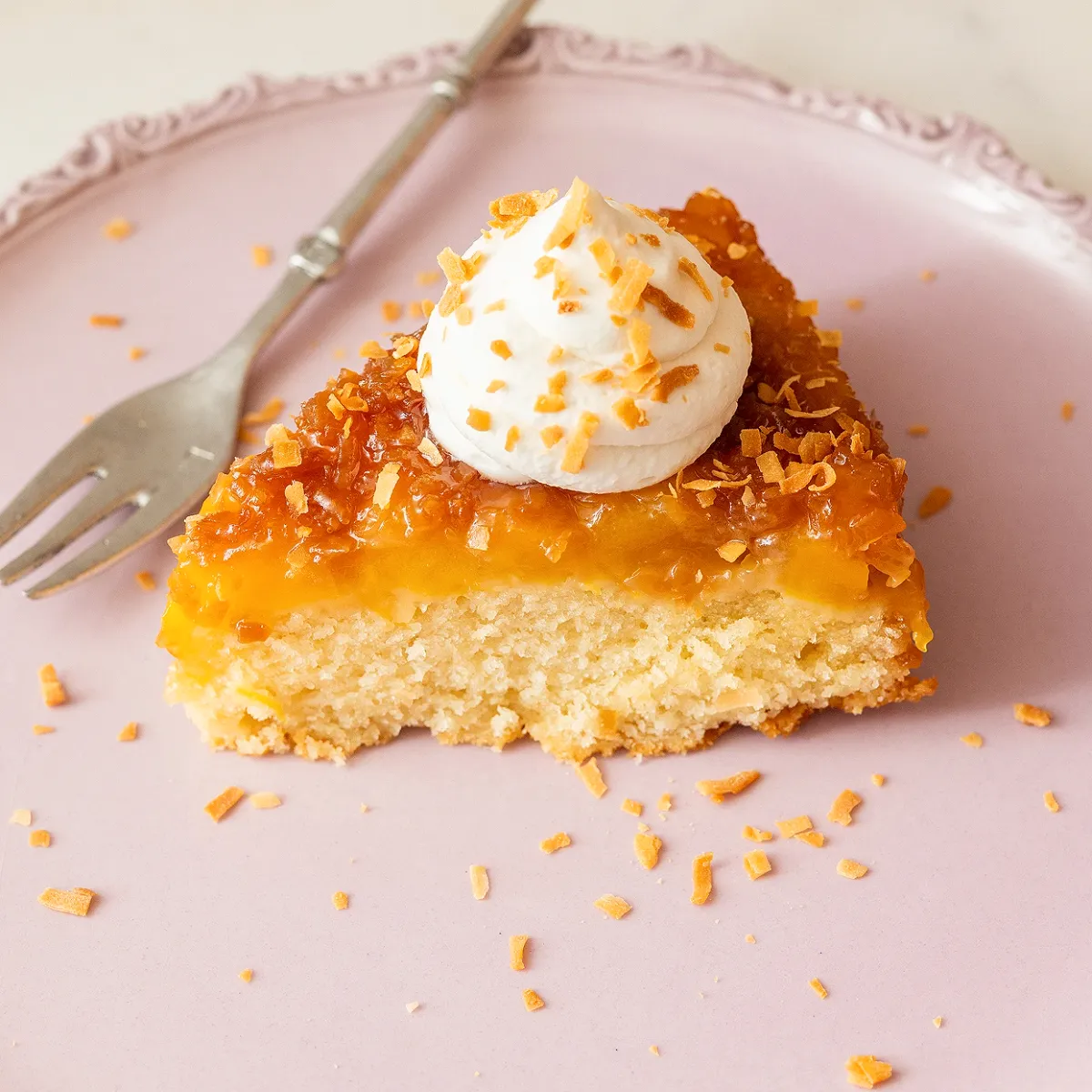 Salted Coconut Mango Upside-Down Cake