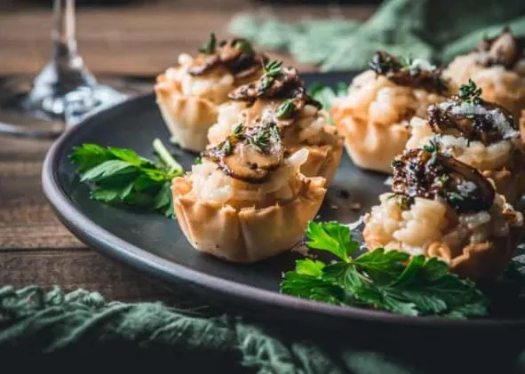 Parmesan Risotto and Mushroom Ragù Phyllo Cup Bites