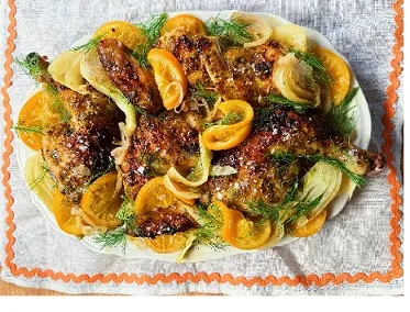 Orange Chicken Roast with Fennel and Shallots