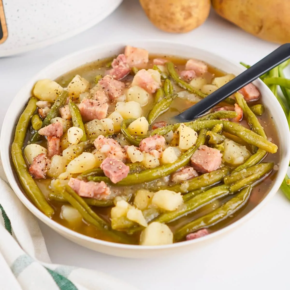 Crockpot Ham and Green Beans and Potatoes