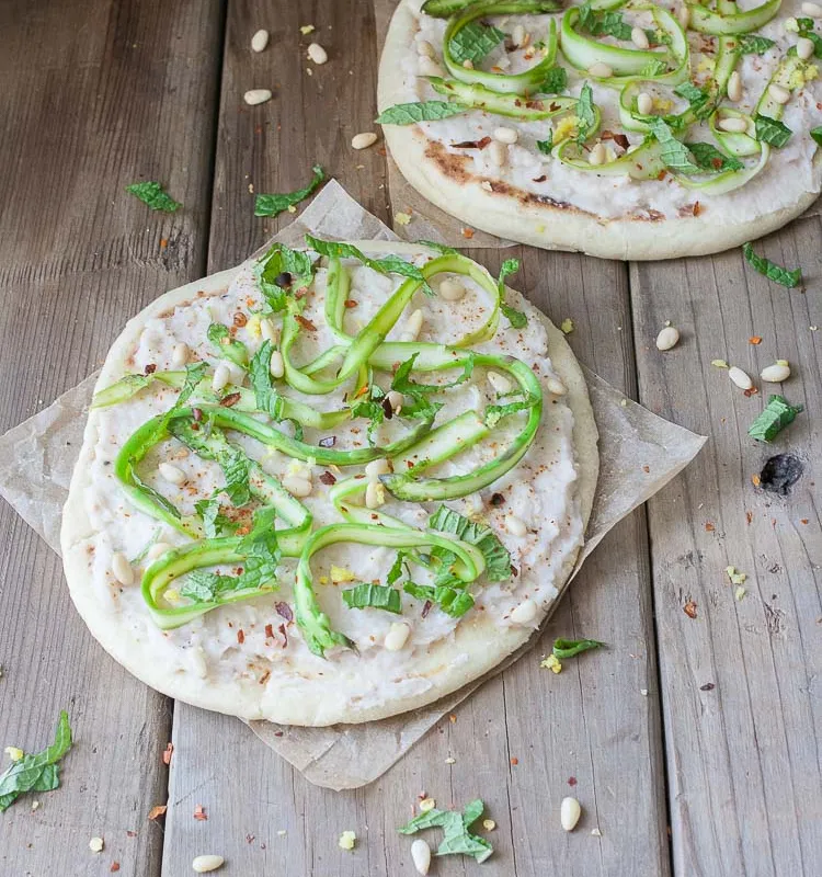 Flatbread with White Bean Puree and Asparagus Ribbons