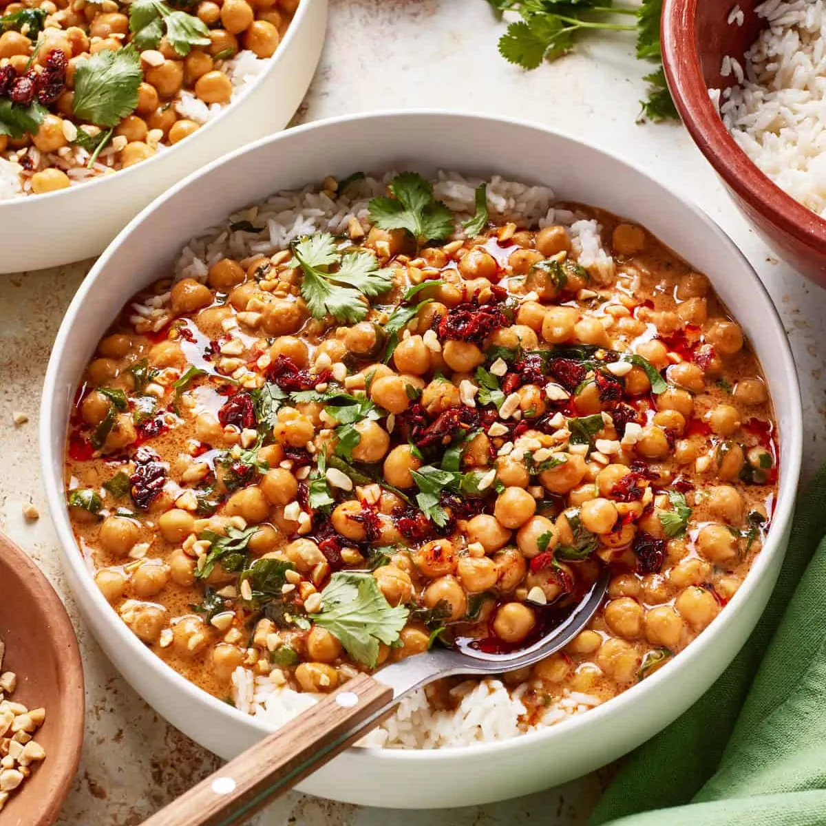 Peanut Chickpea Curry with Coconut Rice